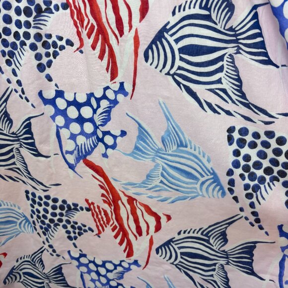 LOFT Fish Print Maxi Dress NWT Size Small Cotton Braided Straps Summer - Picture 6 of 10